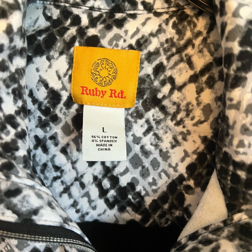 Ruby Rd. Black and White Bomber Jacket - Picture 2 of 3